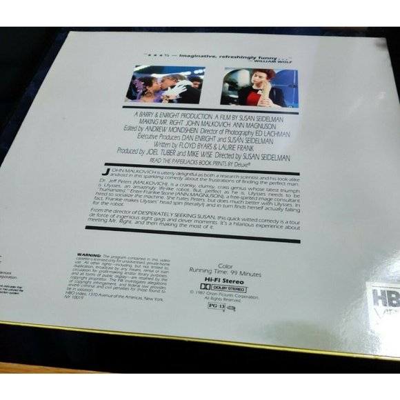 Making Mr.‎ Right Laservideo Disc - Picture 2 of 2